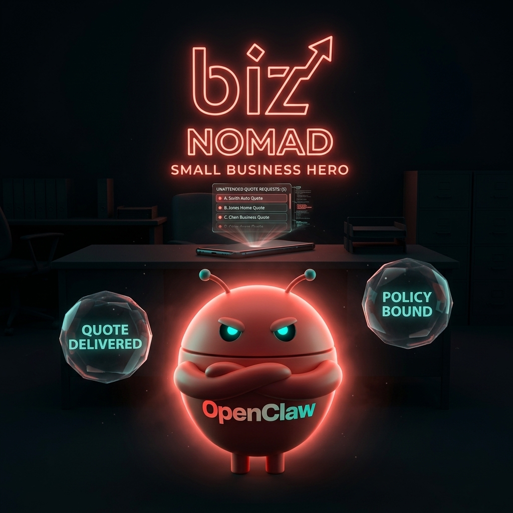 OpenClaw mascot confidently handling insurance quote requests
