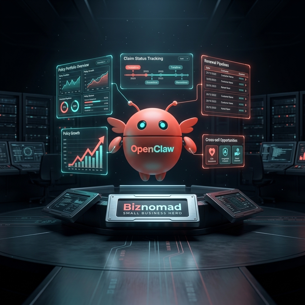 OpenClaw mascot orchestrating insurance lead analytics and follow-ups