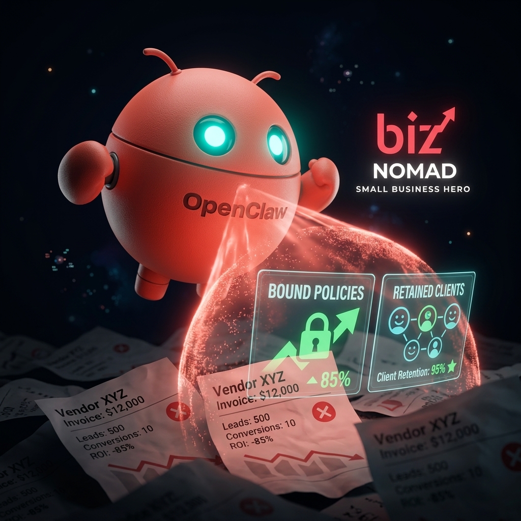 OpenClaw mascot converting wasted insurance ad spend into bound policies