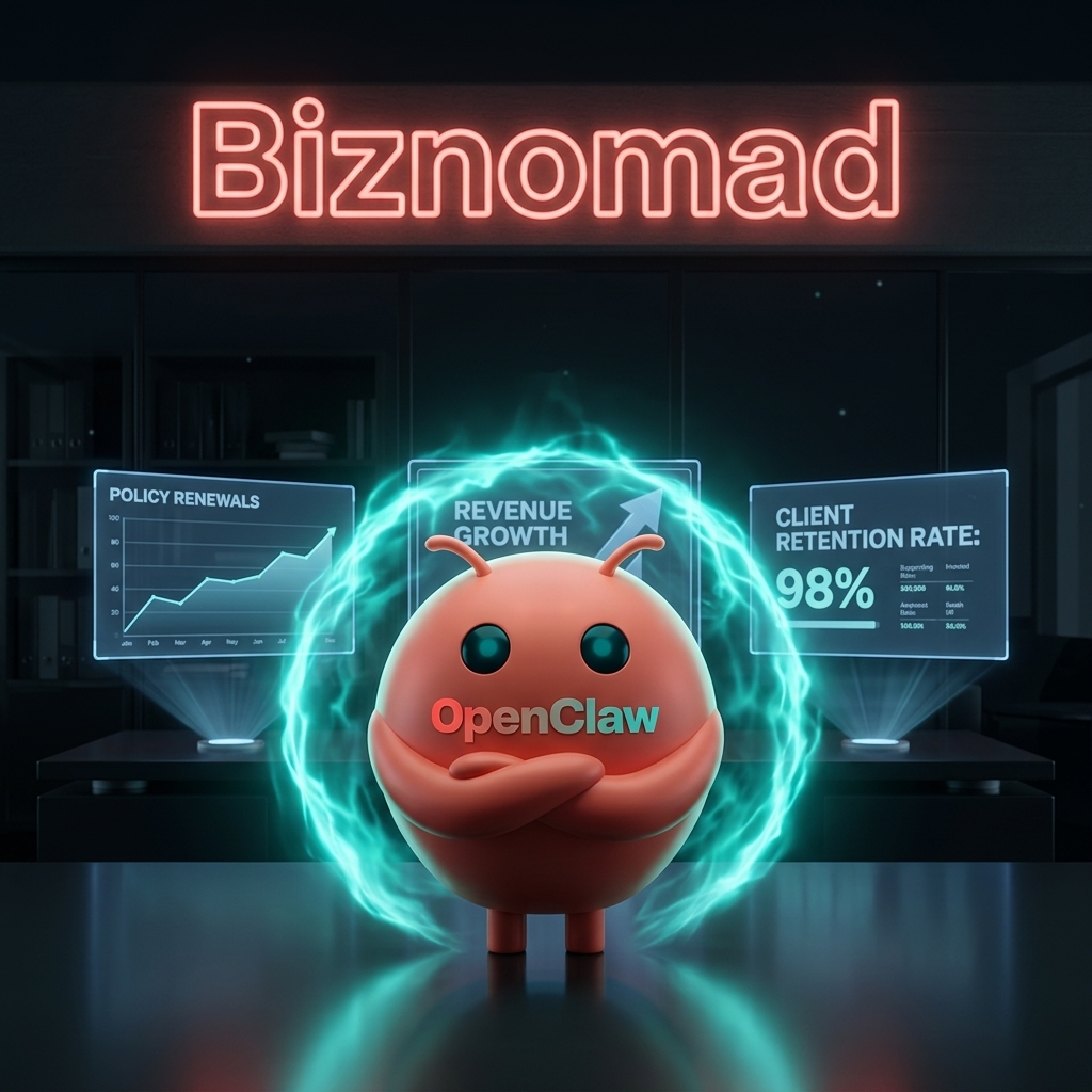 OpenClaw mascot in insurance command center with retention dashboards